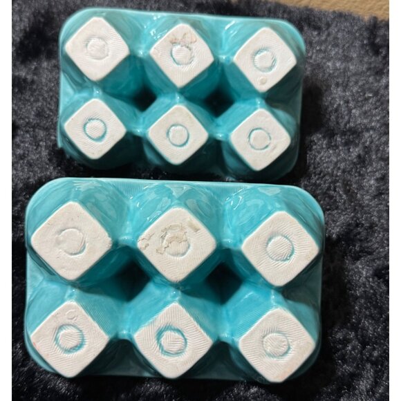Ceramic Egg Holder Trays  Teal Blue Color  Set Of 2  6 Slots Each - Picture 6 of 8